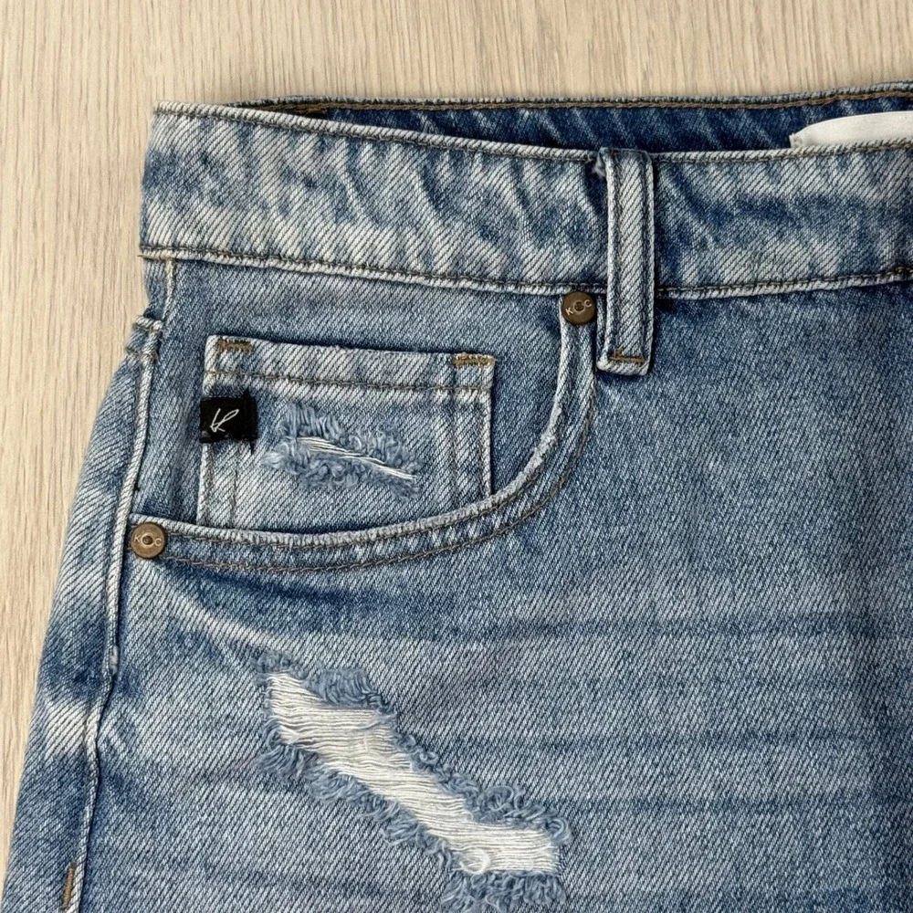 Denim Mini Skirt KanCan Womens Large Blue Distressed Frayed Hem KC6370M